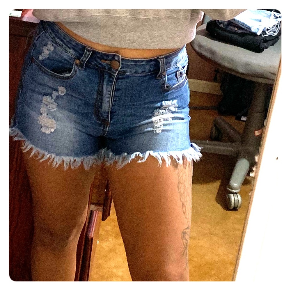 High waisted jean shorts